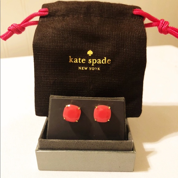 Kate Spade small square pink stud earrings